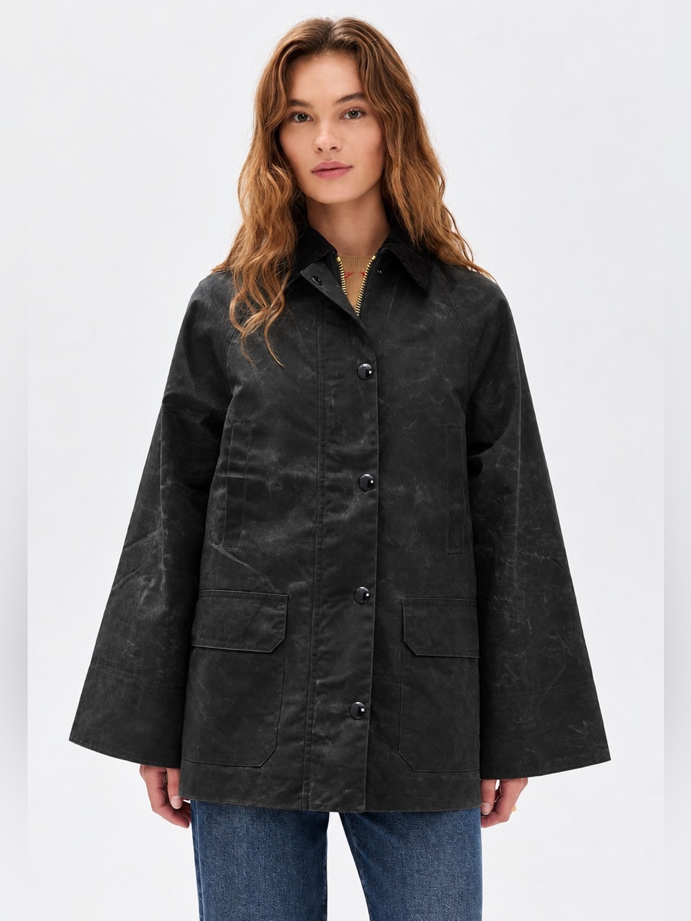 Alex Mill Chiltern Street Waxed Cotton Barn Jacket Black Size L NWT